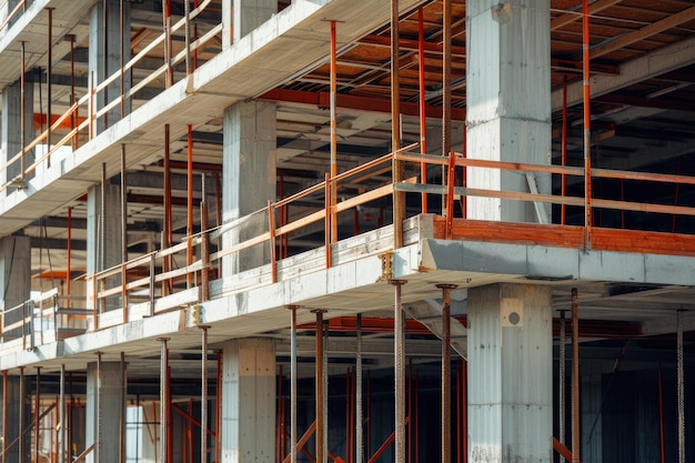 local de construção de edifícios modernos de concreto e aço