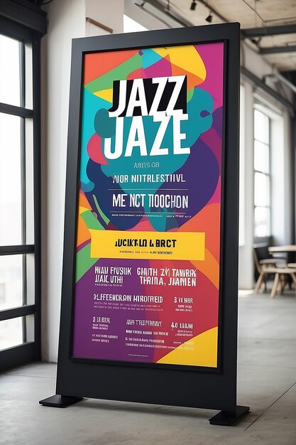 Local Jazz Festival Artist Lineup Signage Mockup con espacio blanco en blanco para colocar su diseño