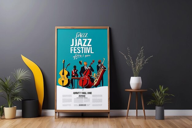 Local Jazz Festival Artist Lineup Signage Mockup con espacio blanco en blanco para colocar su diseño