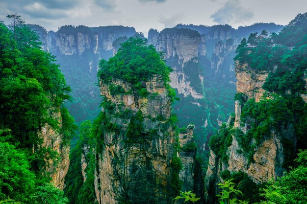 Foto local panorâmico nacional de zhangjiajie wulingyuan área panorâmica de arenito patrimônio natural mundial