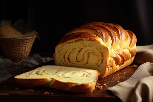 Lockiges Brot mit goldener Kruste und weicher Innenseite, hergestellt mit generativer KI