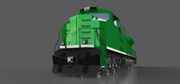 Locomotora ferroviaria diésel verde moderna con gran potencia y resistencia para desplazamientos largos