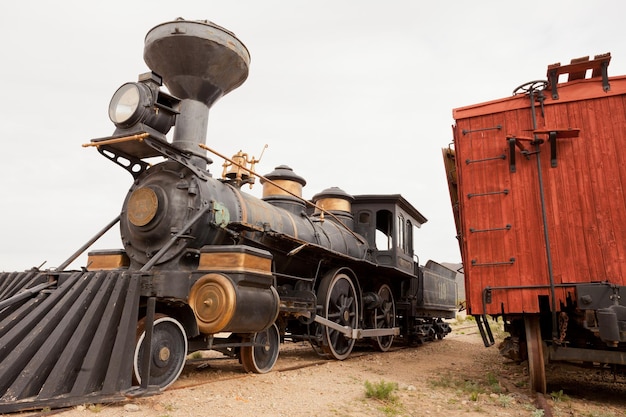 Locomotora de vapor del ferrocarril histórico salvaje oeste Arizona