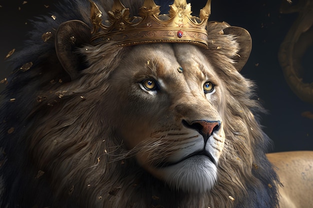 Löwe mit Krone König der Löwen KI