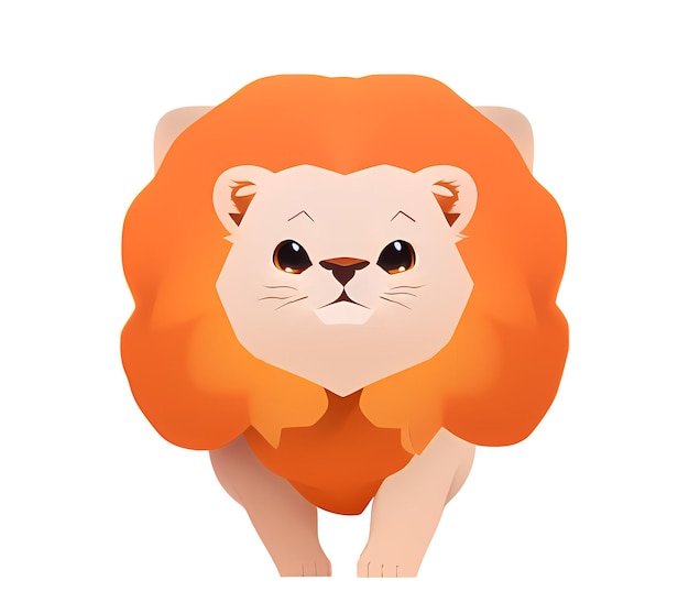 Löwe Zeichentrickfigur Niedliche kleine Tierillustration auf weißem Hintergrund AI