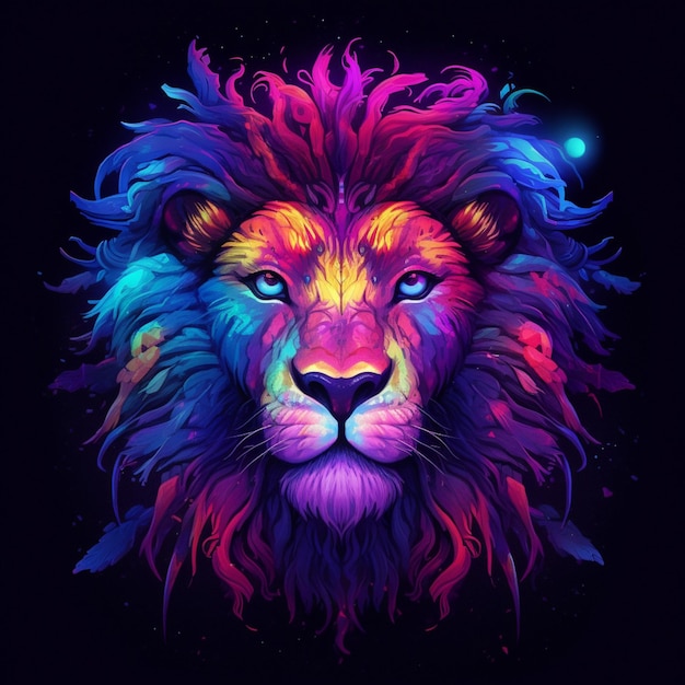 Löwengesicht mit mehreren Farben