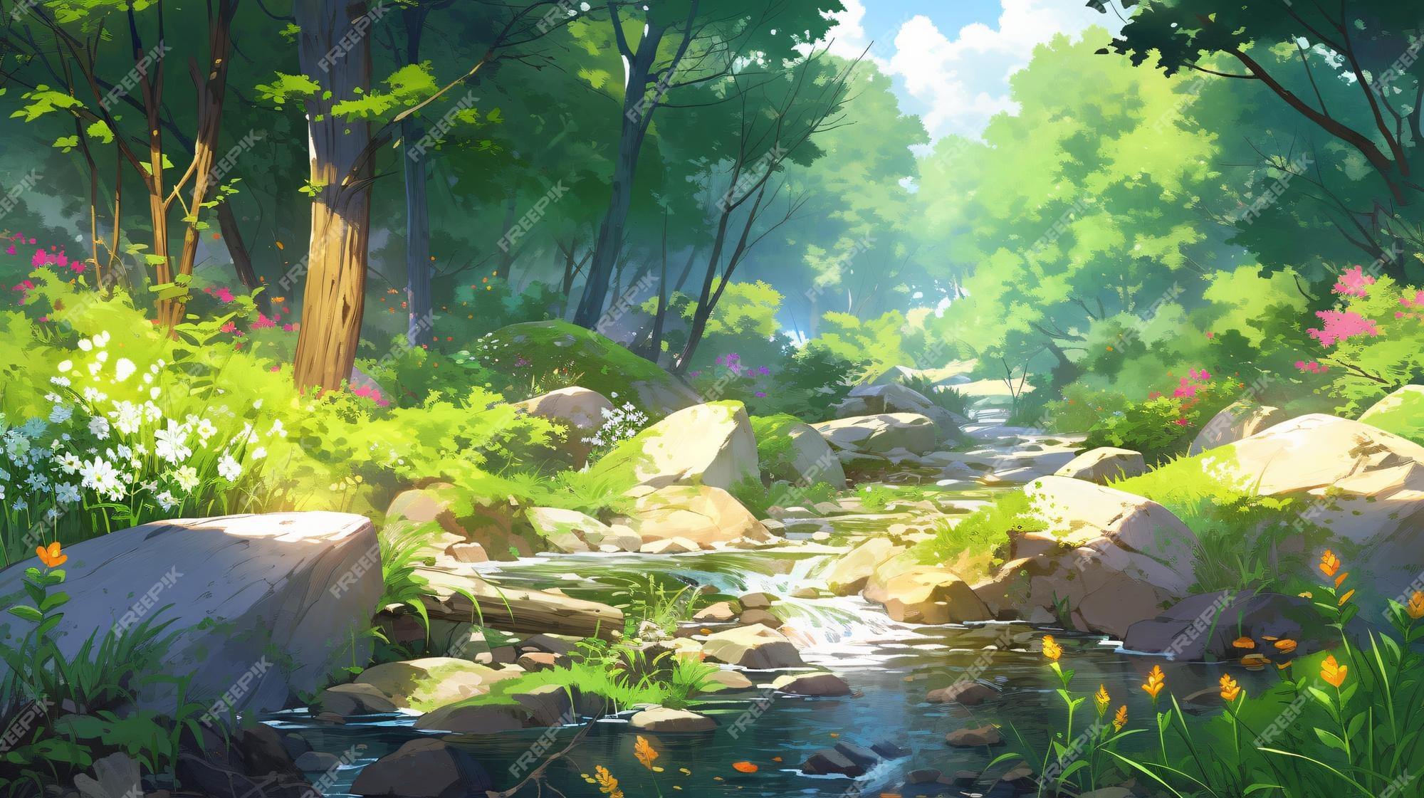 Papel de parede : Estúdio Ghibli, floresta, Fundo verde, Árvores