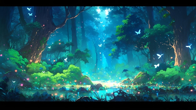 Fundo de floresta de anime papel de parede HD