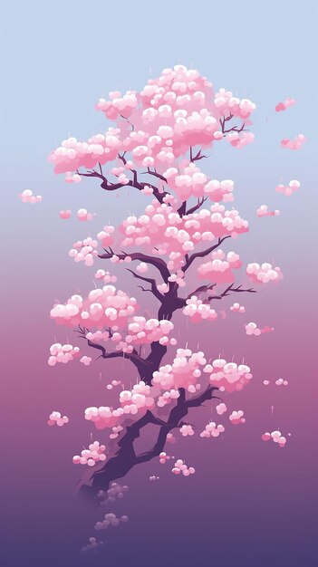 Foto lofi pixel art flor de cerezo