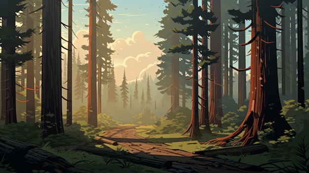 Lofi Redwood National und State Parks Landschaftskunst Illustration