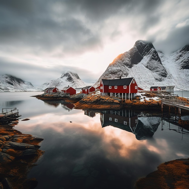 Lofoten en el paisaje de Noruega