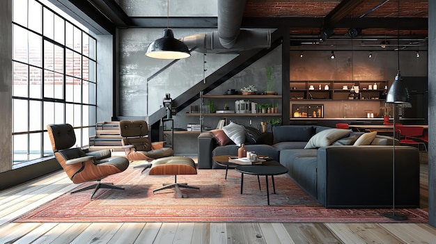 Loft-Wohnzimmer-Essambiente