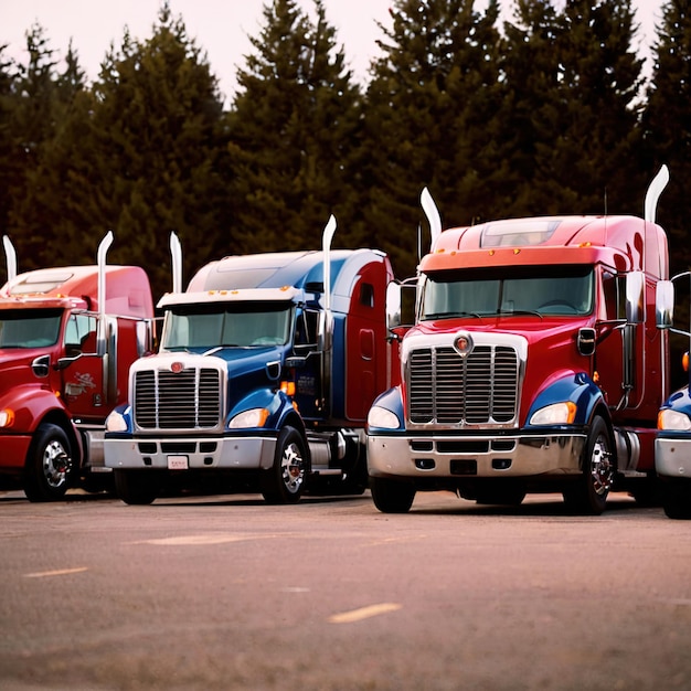 Logística do transporte rodoviário por fileira de camiões