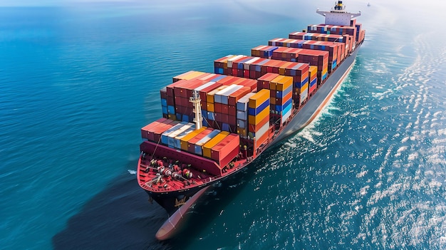 logística global con buque de carga de contenedores en el transporte marítimo importación y exportación generativa ai
