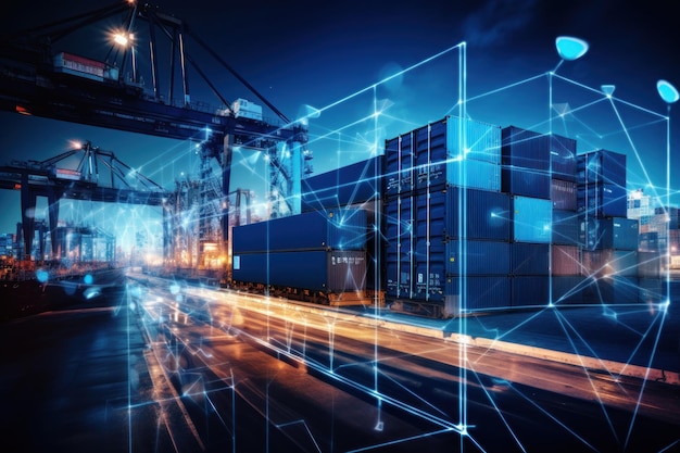 Logística global de negocios importación exportación y carga de contenedores transporte de mercancías AI generativo