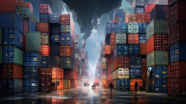 Logística de transporte de carga de contenedores internacionales red neuronal ai generada