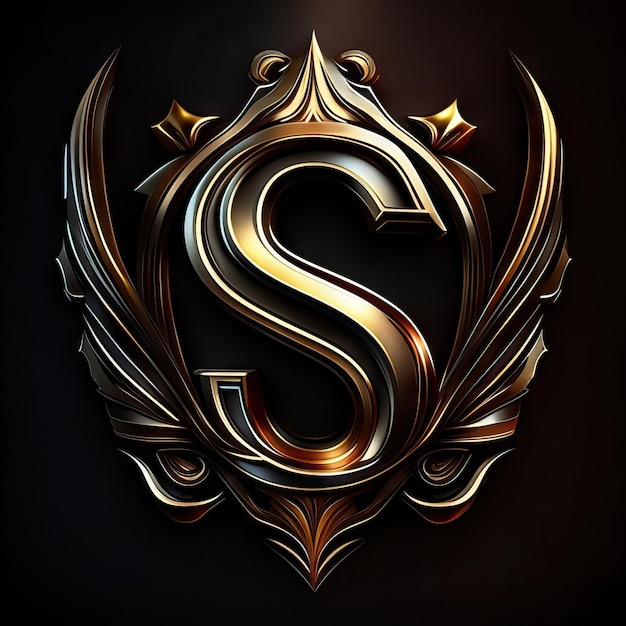 Logo-Buchstabe S mit goldenen und roten Details