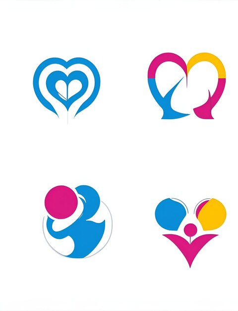 un logo colorido con un corazón y un par de personas en el medio