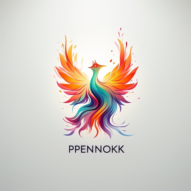 un logo colorido con un pavo real