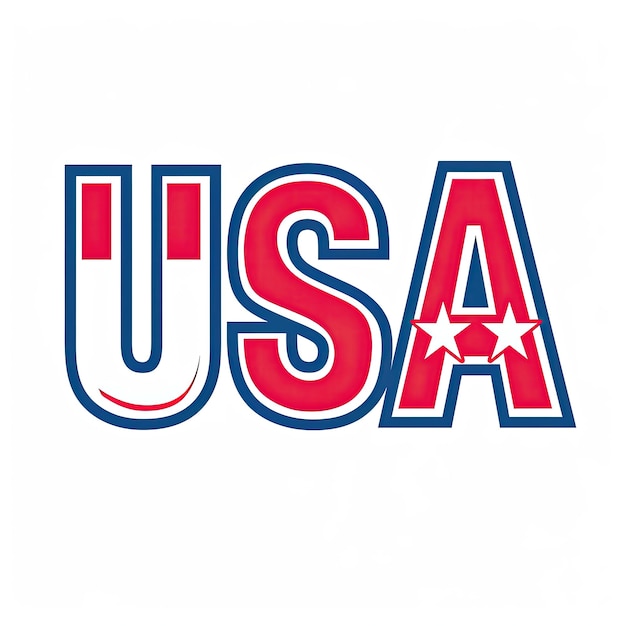 Logo der USA-Flagge mit Sternen und Streifen zum Feiern des amerikanischen Unabhängigkeitstages auf Weiß