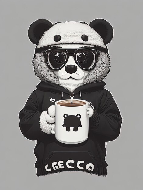 Foto logo des cafe oso bear con gafas