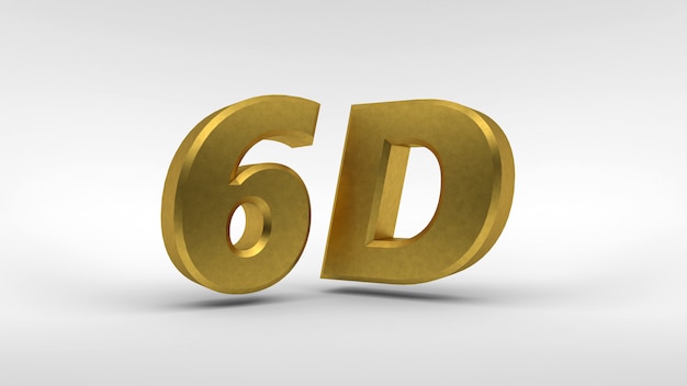 Logo des Gold 6D lokalisiert auf Weiß mit Reflexionseffekt