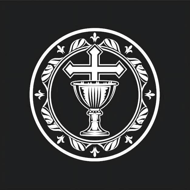 Logo des mittelalterlichen Mönchsordens mit Kreuz und Kelch für T-Shirt-Tattoo-Tinte, CNC-Design