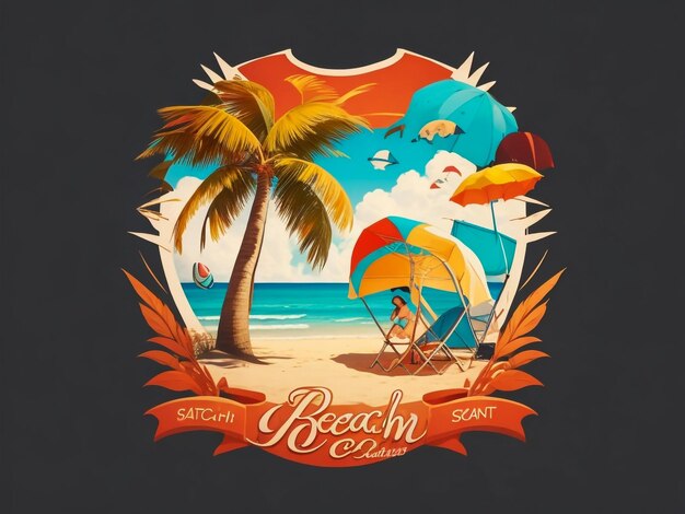 Foto un logo de diseño de camiseta para la playa.