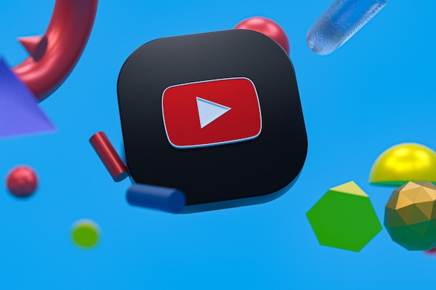Logo do Youtube em fundo de geometria abstrata