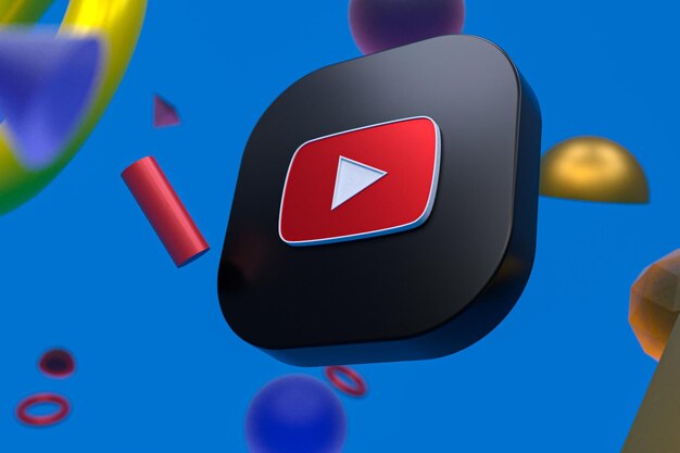 Logo do youtube em fundo de geometria abstrata