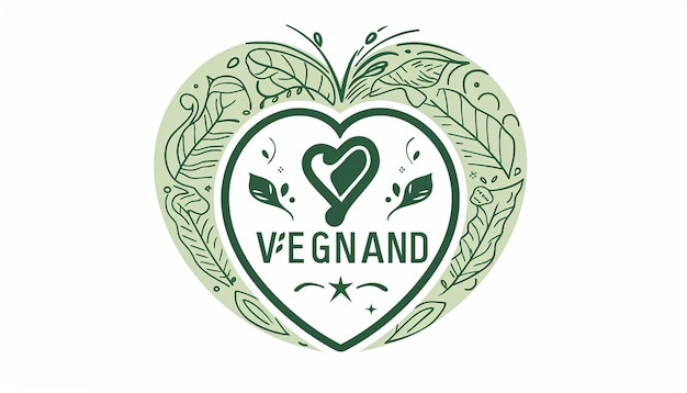 Foto logo empresa vegana dibujo lineal silueta de corazón