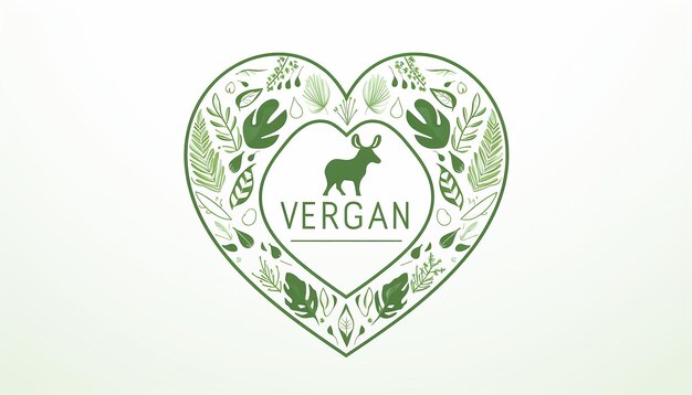 logo empresa vegana dibujo lineal silueta de corazón