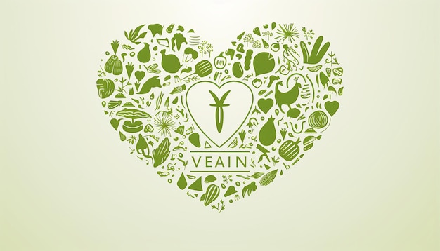 Foto logo empresa vegana dibujo lineal silueta de corazón