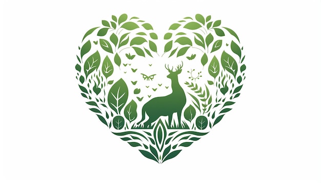 logo empresa vegana dibujo lineal silueta de corazón