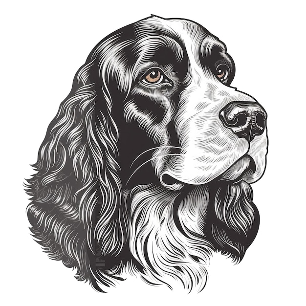 Logo Englischer Springer Spaniel Hund auf isoliertem transparentem Hintergrund PNG Generative KI