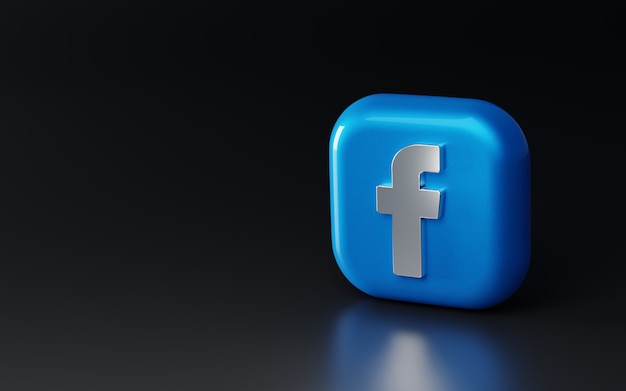 Foto logo de facebook metálico brillante 3d