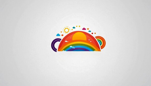 Foto logo für eine urlaubsveranstaltungsorganisation oder ein unternehmen mit regenbogen