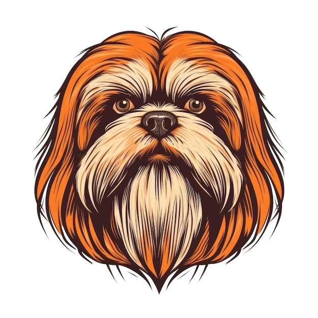 Logo Lhasa Apso Hund auf isoliertem, transparentem Hintergrund, PNG, generative KI