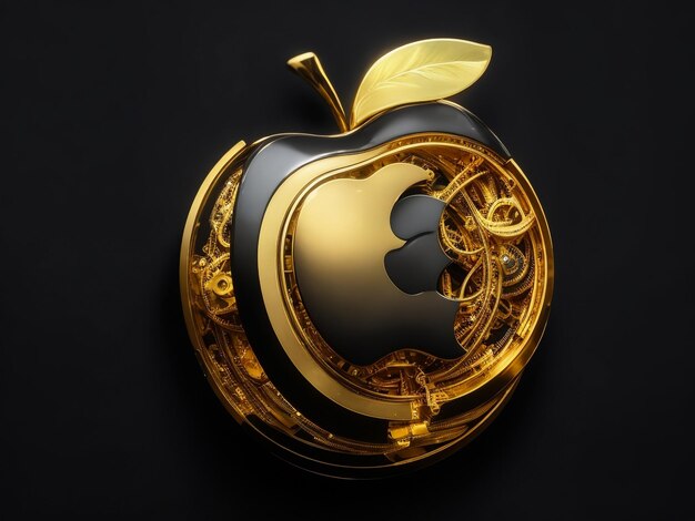 El logo de la manzana de la empresa con un dorado.