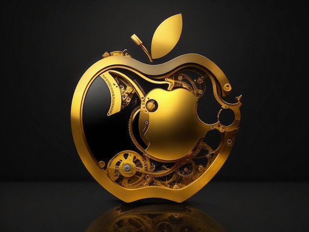 Foto el logo de la manzana de la empresa con un dorado.