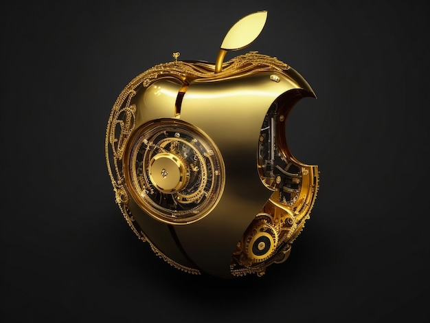 El logo de la manzana de la empresa con un dorado.