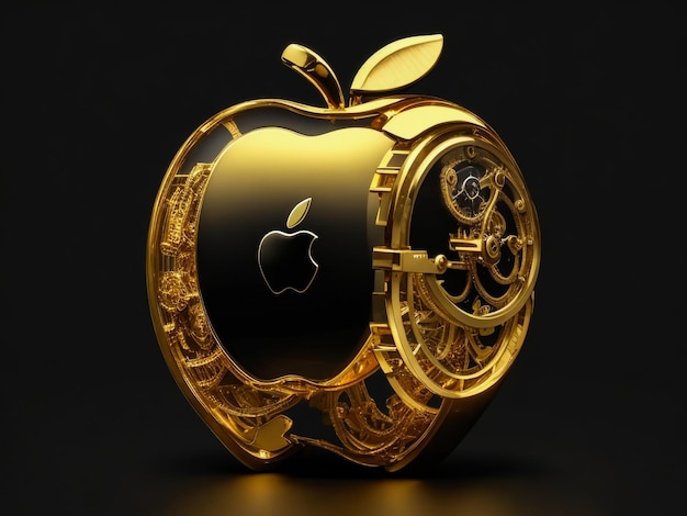 El logo de la manzana de la empresa con un dorado.