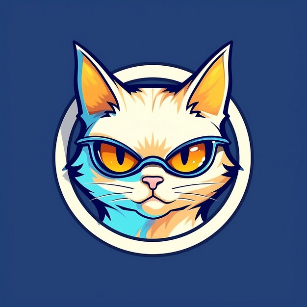 Foto logo mascota gato con vidrio