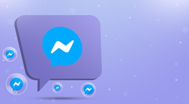 Logo de messenger en bocadillo con burbujas y logo alrededor de 3d