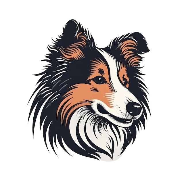 Logo Shetland Sheepdog Hund auf isoliertem transparentem Hintergrund PNG Generative KI