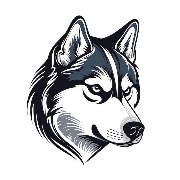 Logo Sibirischer Husky-Hund auf isoliertem transparentem Hintergrund, PNG, generative KI