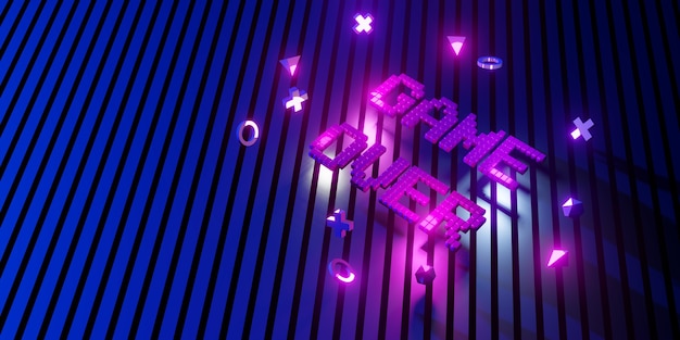 Logo-Spiel über Neon Laser Farbe Alphabet Glow-Effekt Spaß und freudige 3d