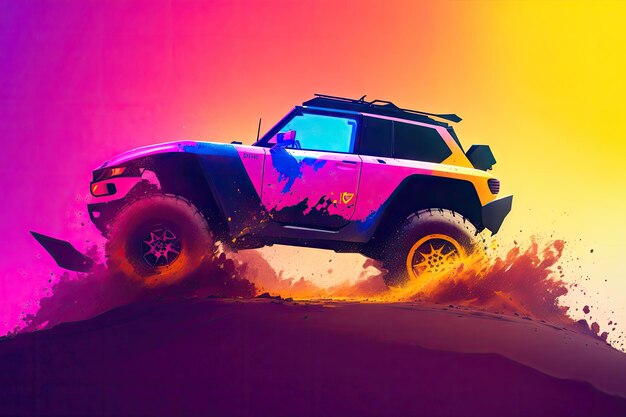 Logo-Stil Illustration Silhouette Offroad-Auto ai generativ