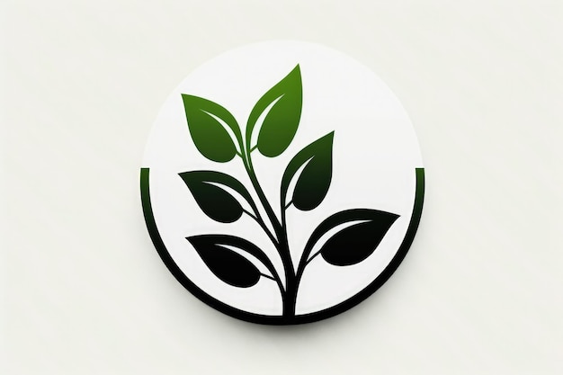 Logo-Symbol für Pflanzenillustration, weißer Hintergrund, Nachhaltigkeitskonzept, generative KI