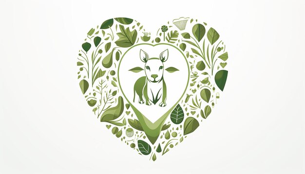 Logo veganes Unternehmen Strichzeichnung Silhouette des Herzens